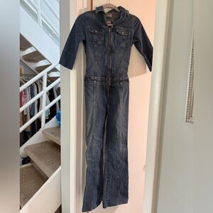Y2K vintage Guess Jeans “Stretch Denim” flare leg jumpsuit with front zipper XS
